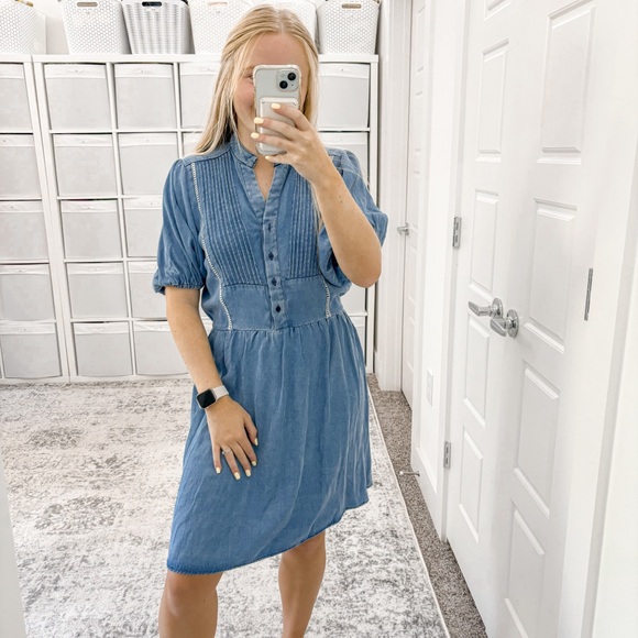 NEW THESHIRT Button Up Chambray Dress - Picture 2 of 9